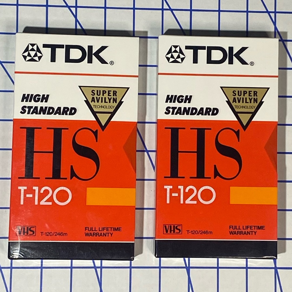 2 TDK High Standard VHS T-120/246m Blank Media Still Sealed Unopened New
